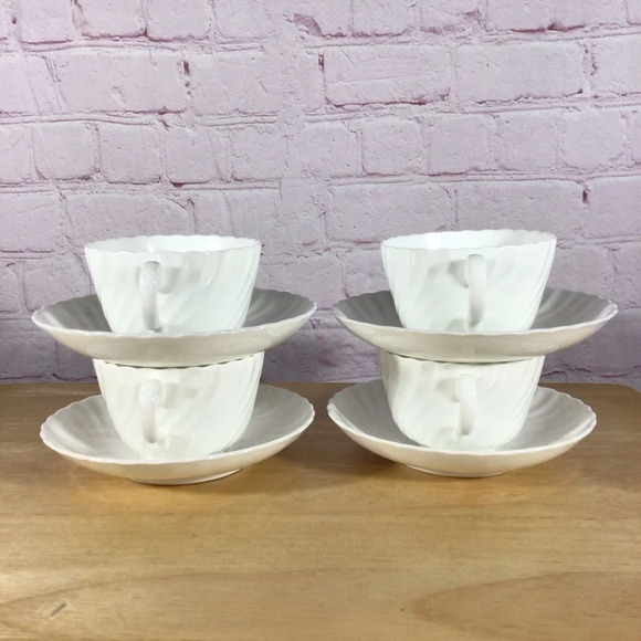 Vintage Minton White Fife Cup and Saucer - Set of 4 - Picture 2 of 10
